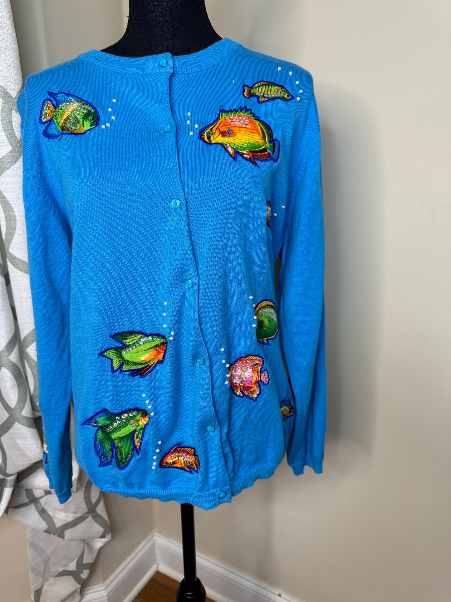 The Quacker Factory 1980s Vintage Embroidered Fish Sweater