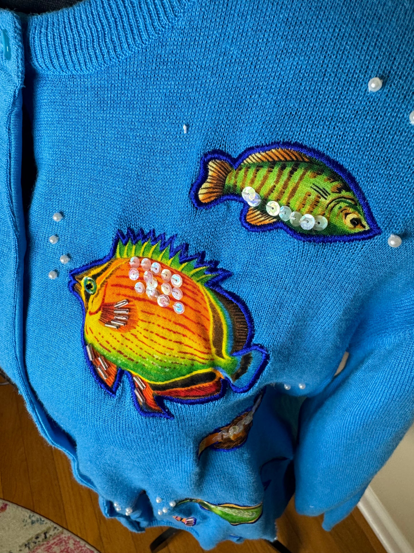 The Quacker Factory 1980s Vintage Embroidered Fish Sweater