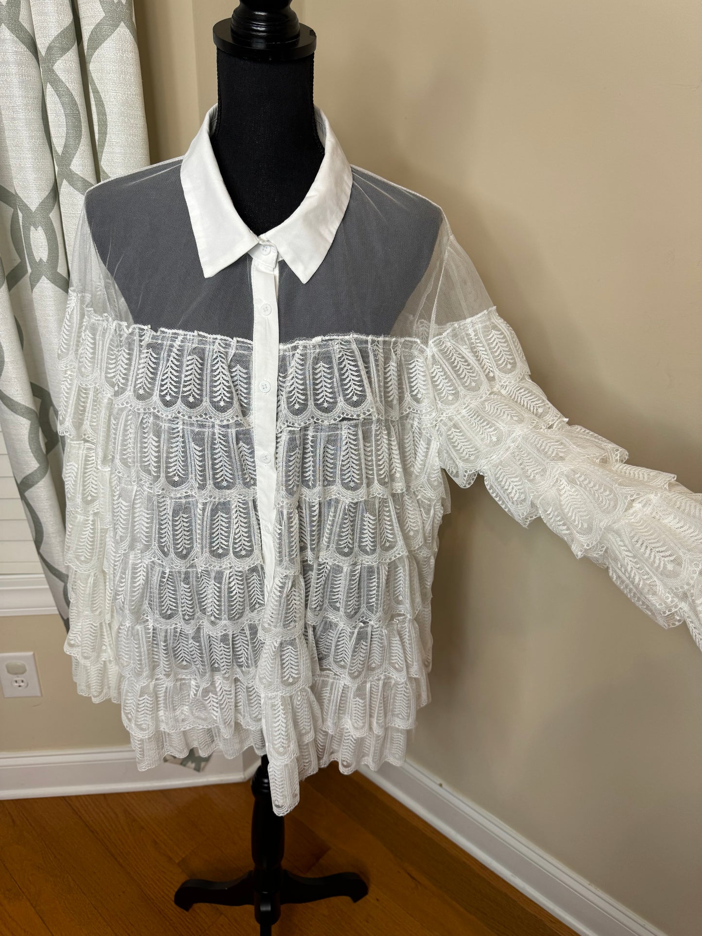 White Lace/Sheer Blouse