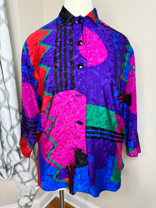 Vintage 90s Brenner Multicolor Colorblock Shirt