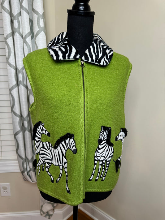 Lisa International Zebra Vest with Detachable Collar