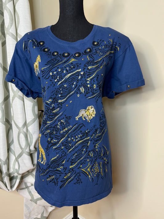 Vintage Mitzia Embroidered, Studded, Hand Painted Tshirt