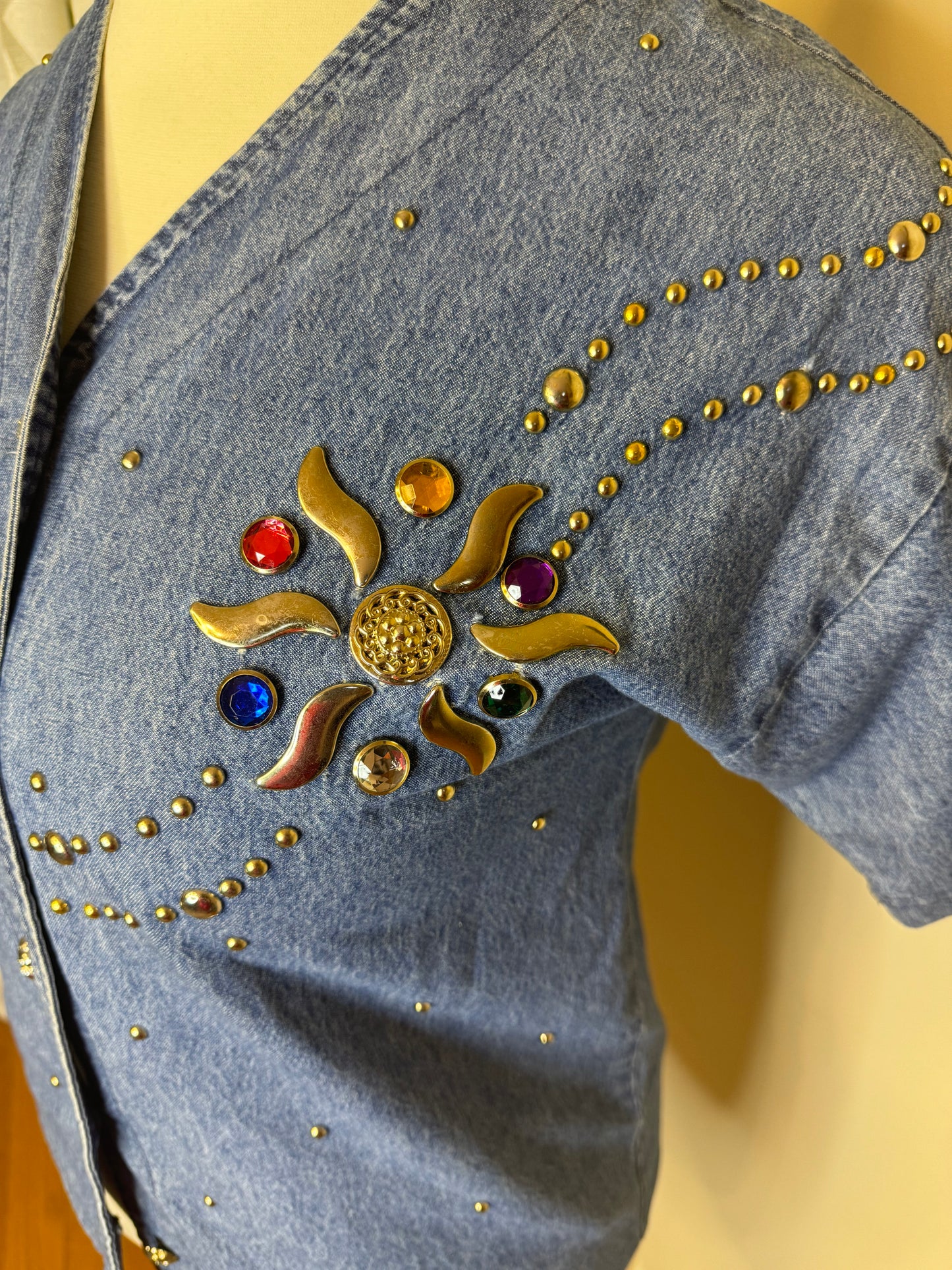 Facade Of Los Angeles VTG Bejeweled Denim Shirt