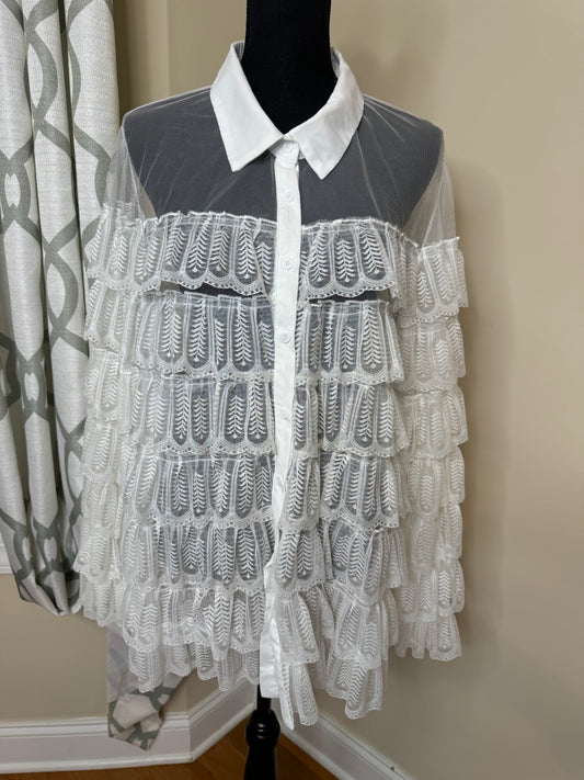 White Lace/Sheer Blouse