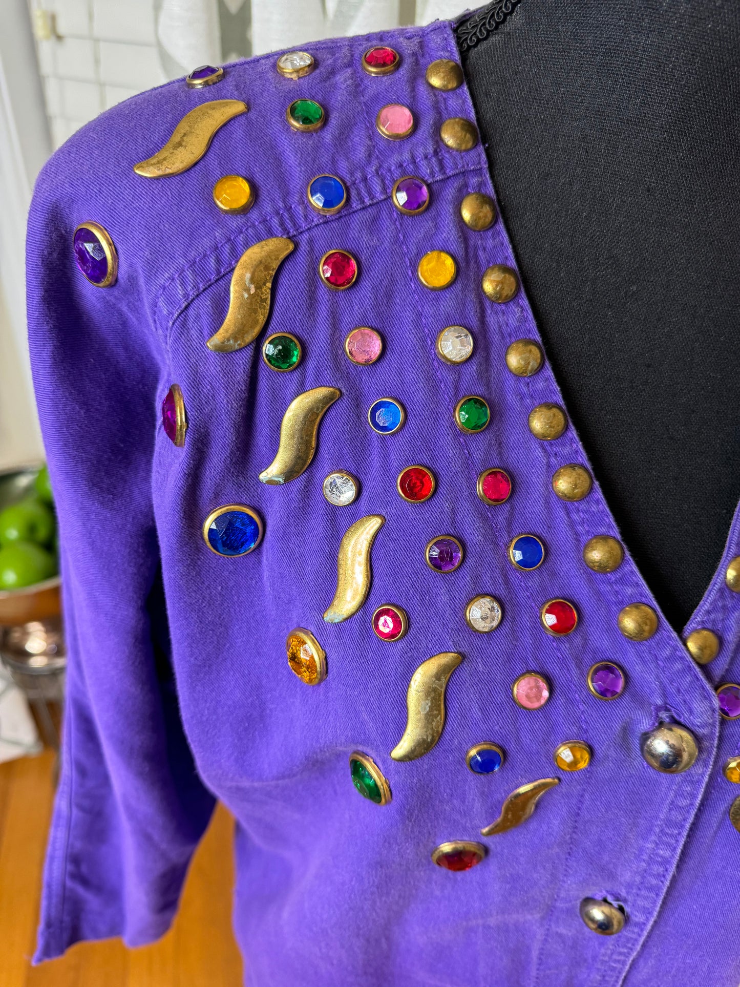 Vtg Monique Fashion Bejeweled Shirt