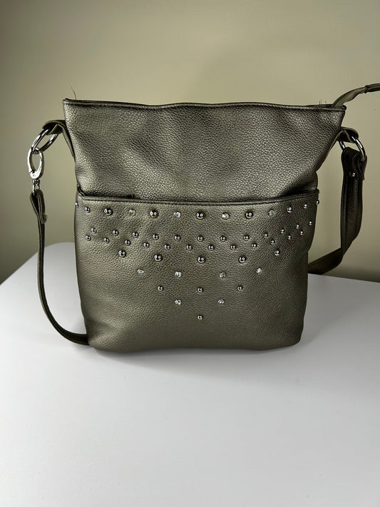 Pewter Jewel and Studded Purse